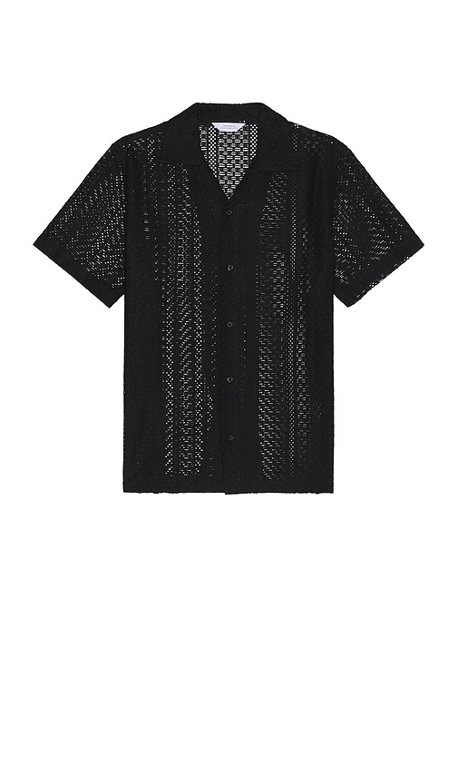 Shop Saturdays Surf Nyc Canty Cotton Lace Shirt In 黑色