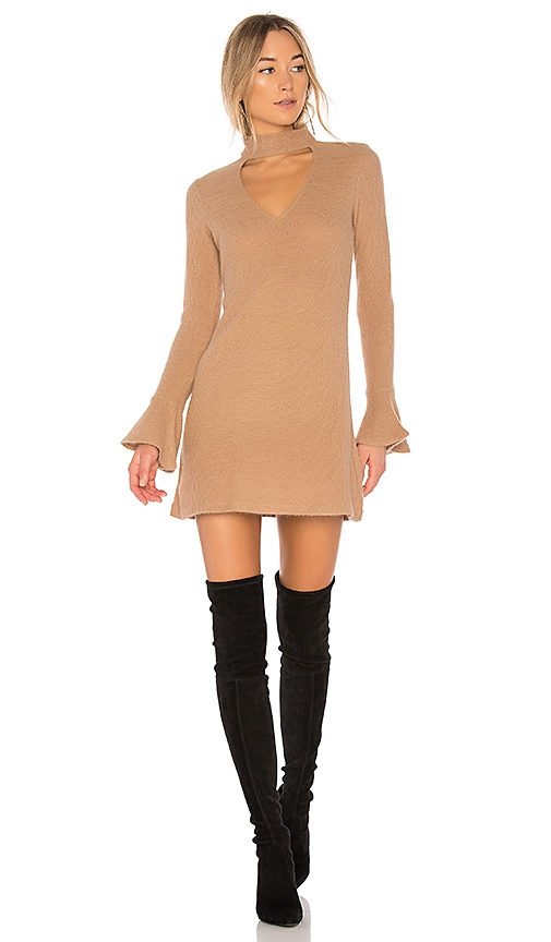 SAYLOR Sienna Bell Sleeve Dress in Camel | REVOLVE