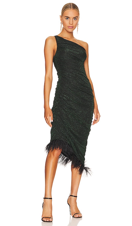 Shop Saylor Hilaria Midi Dress In Black & Emerald