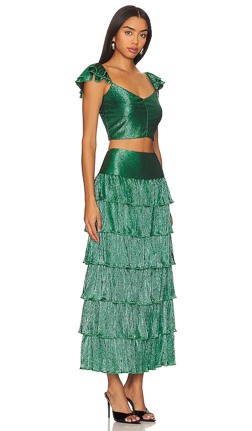Shop Saylor Catt Top & Midi Skirt Set In Green