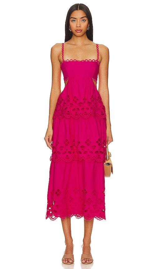 SAYLOR Elloise Midi Dress in Hot Pink