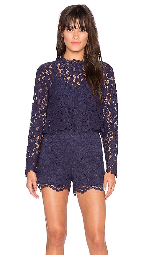 SAYLOR Savannah Romper in Navy | REVOLVE