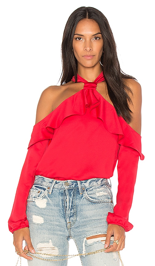 cold shoulder red blouse