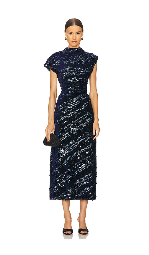 Shop Sabina Musayev Neptune Dress In Navy