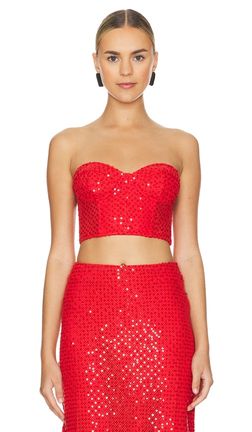 Shop Sabina Musayev Colton Top In Radiant Red