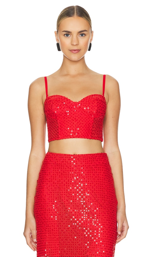 Shop Sabina Musayev Colton Top In Radiant Red