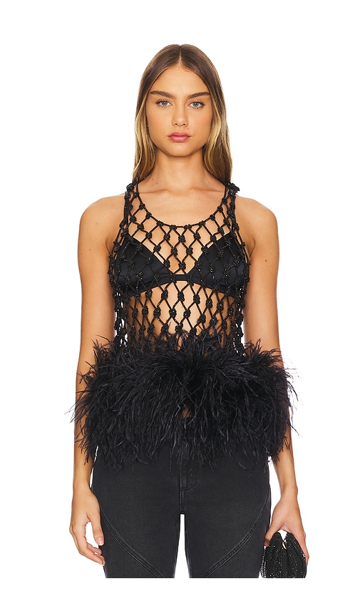 Shop Santa Brands Tank Top With Feathers In Black