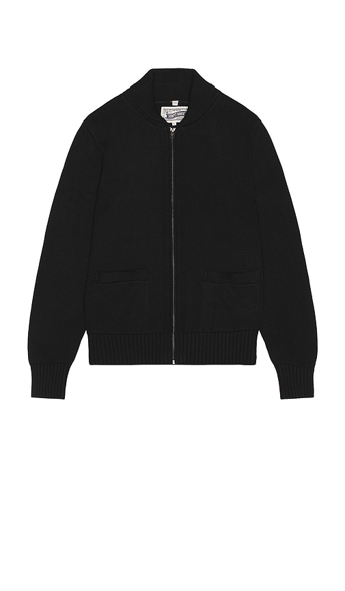 Schott Zip Front Sweater In Black