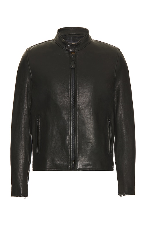 Shop Schott Vegetable Tanned Lambskin Cafe Racer Jacket In Black