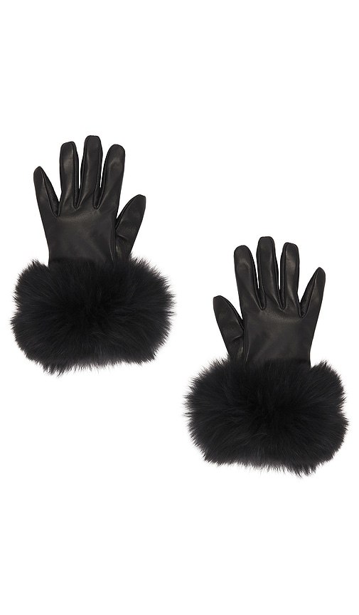Susanna Chow Dawson Leather Gloves With Fur Trim in Black