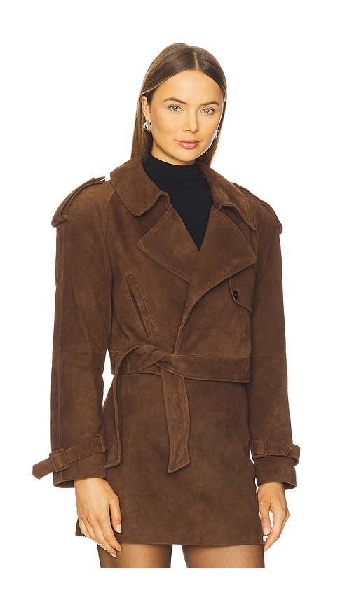 Susanna Chow Natasha Suede Jacket In Brown