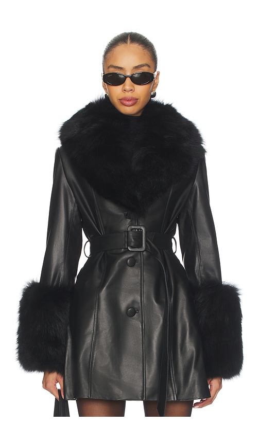 Susanna Chow Roxy Leather Coat In Black