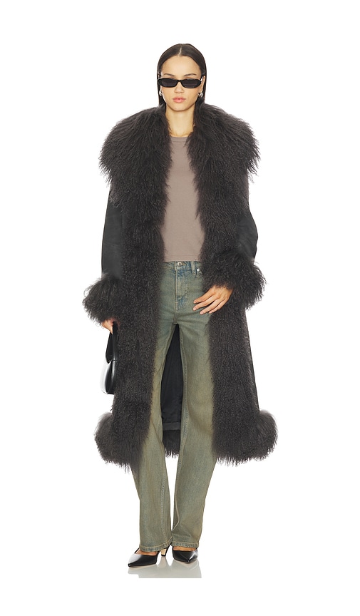 Susanna Chow Dorothy Suede Maxi Coat In Gray