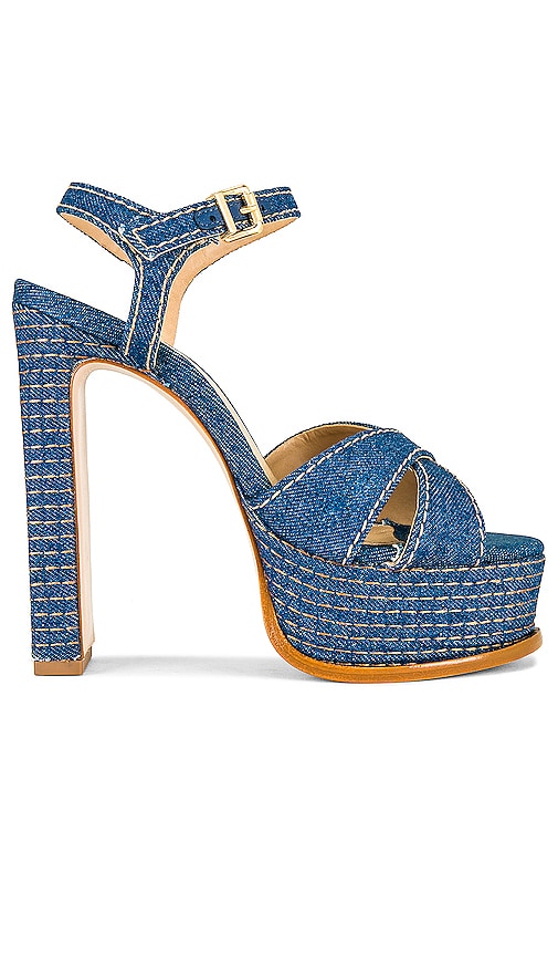 Schutz Keefa High Casual Sandal in Blue | REVOLVE