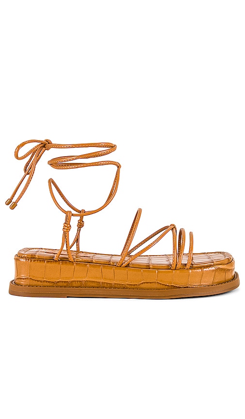 Schutz Athena Flat Sandal in Golden Ochre | REVOLVE
