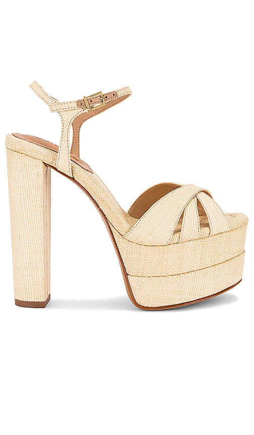 Schutz Keefa High Sandal In Natural & Light Wood