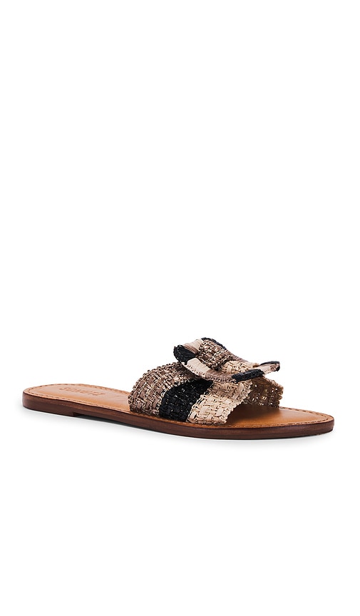 Shop Schutz Cinna Flat Sandal In Black  Cobre  & Palha