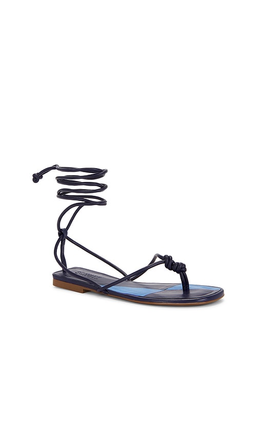 Shop Schutz Poppy Flat Sandal In Midnight Blue