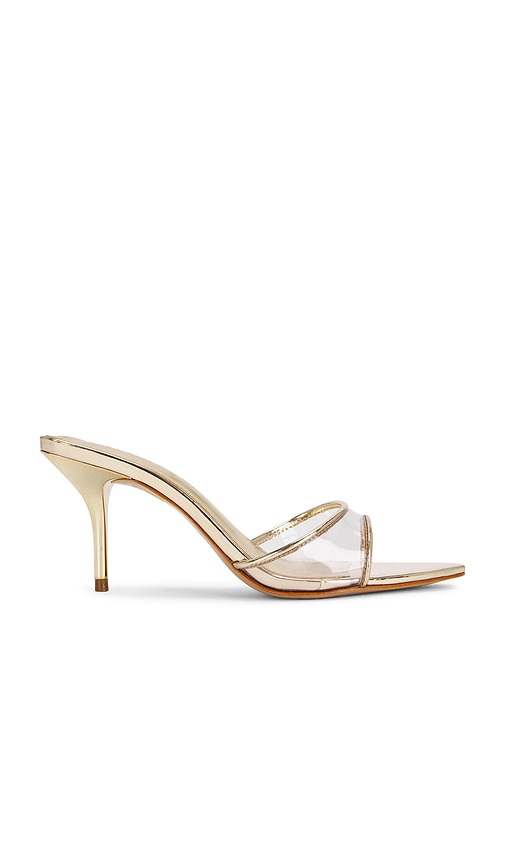 Schutz 75mm Elodie Vinyl Metallic Leather Mules In Silver