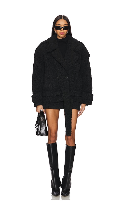 Selmacilek Teddy Belt-detailed Coat In Black