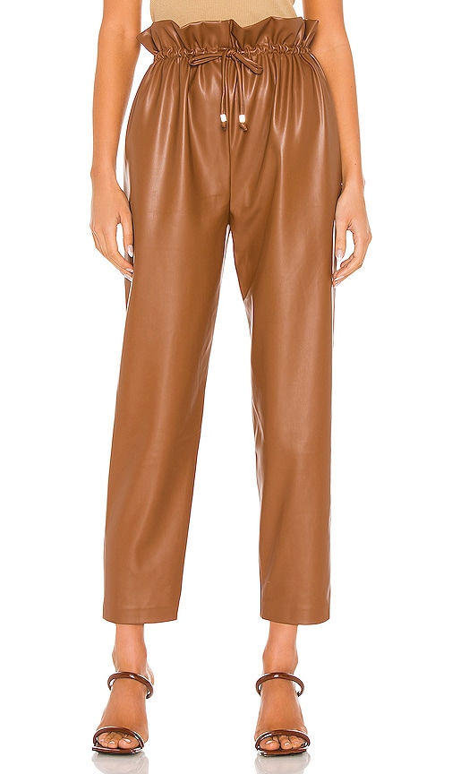 SELMACILEK High Waist Vegan Leather Trousers in Brown REVOLVE