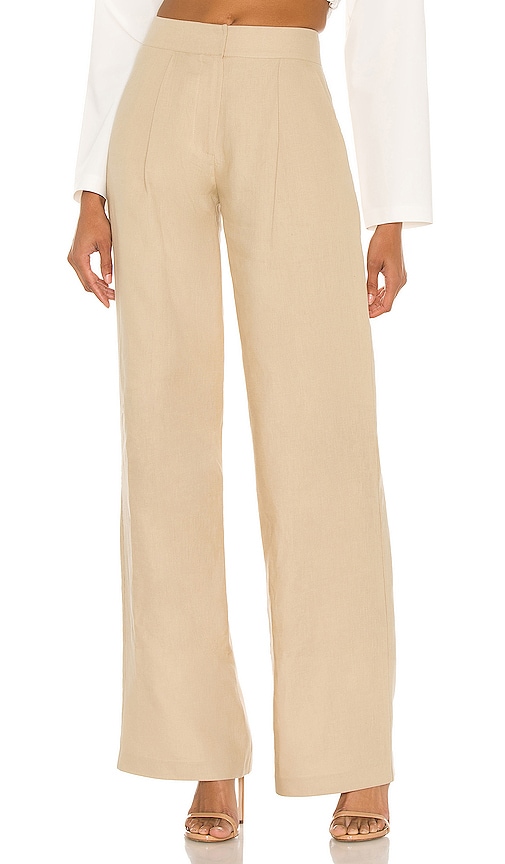 SELMACILEK Wide Leg Linen Pant in Beige | REVOLVE