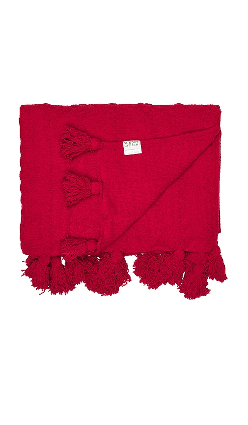  Sunday Citizen Braided Pom Pom Throw In Red. 