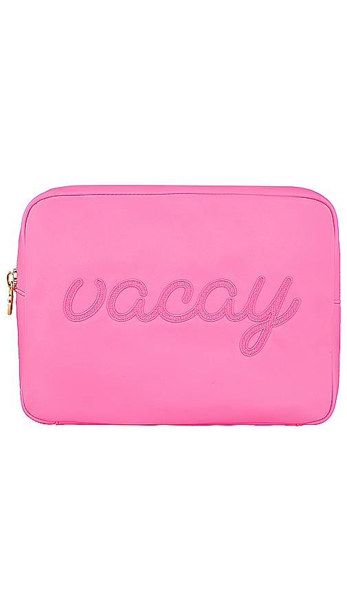Shop Stoney Clover Lane Bubblegum Vacay Embroidered Large Pouch In Pink