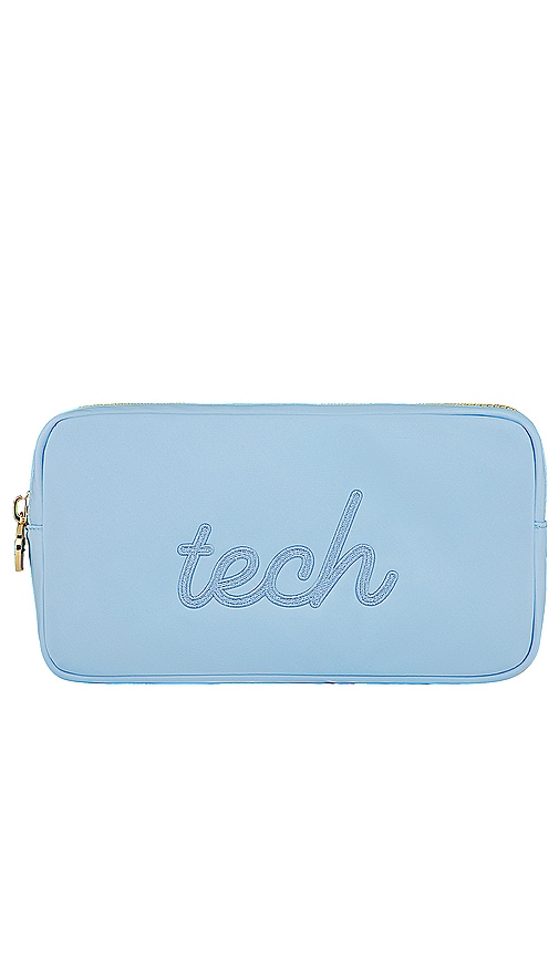Shop Stoney Clover Lane Periwinkle Tech Embroidered Small Pouch In Blue