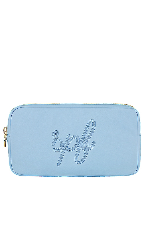 Shop Stoney Clover Lane Periwinkle Spf Embroidered Small Pouch In Blue