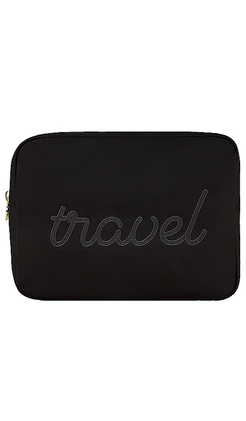 Shop Stoney Clover Lane Noir Travel Embroidered Large Pouch In Black