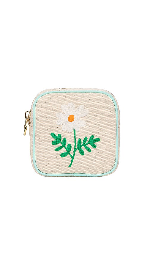 Hand Embroidered Daisy Canvas Mini Pouch