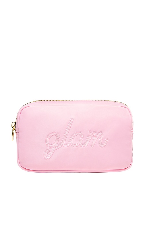 "glam" Embroidered Small Pouch in Flamingo