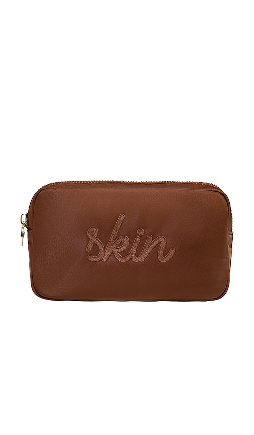 skin Embroidered Small Pouch in Espresso.