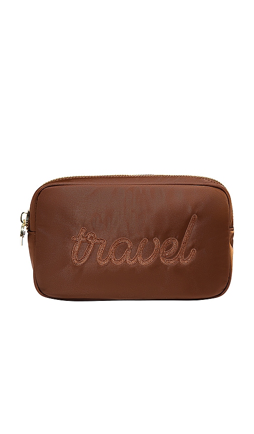 travel Embroidered Small Pouch in Espresso.