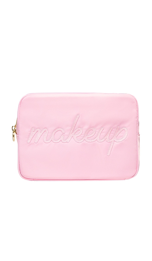 makeup Embroidered Large Pouch in Flamingo.