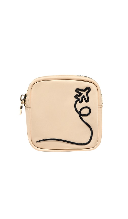 Airplane Embroidered Mini Pouch in Sand.