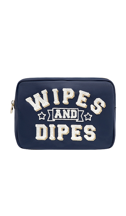 Stoney Clover Lane Wipes And Dipes Embroidered Large Pouch In Navy