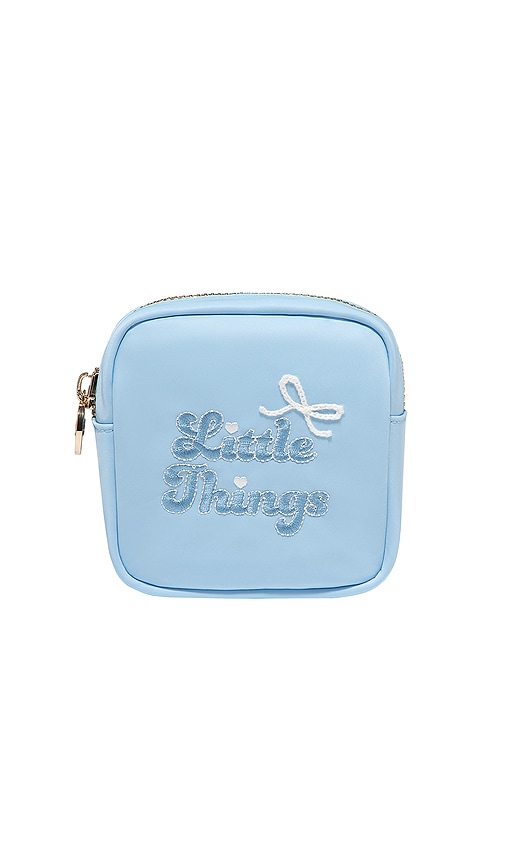 Little Things Embroidered Mini Pouch in Periwinkle.