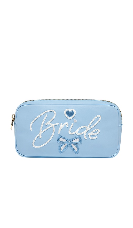 Stoney Clover Lane Bride Embroidered Small Pouch In Baby Blue