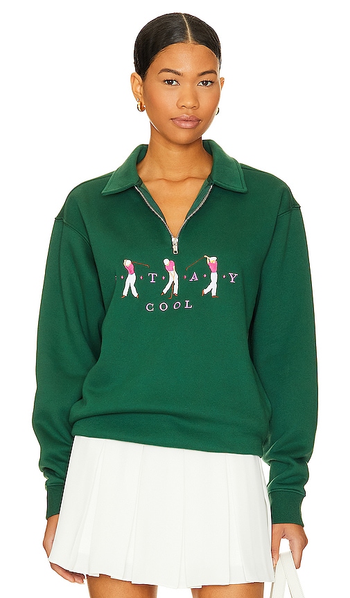 Stay Cool Golf 1/4 Zip Sweatshirt in Forest Green