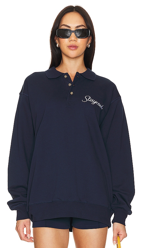 Shop Stay Cool Script Sweater Polo In Navy