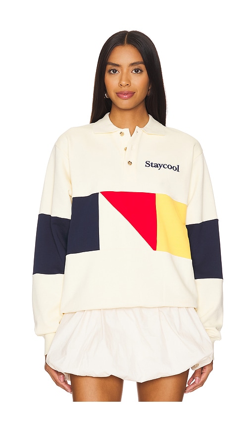 Stay Cool Yacht Club 3 Button Sweatshirt in Bone