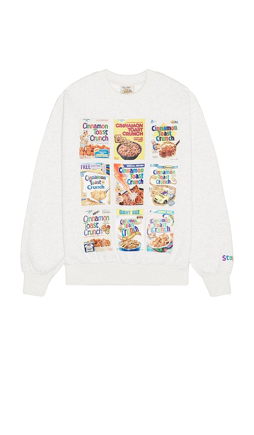 Stay Cool X Cinnamon Toast Crunch Nostalgia Box Grid Crewneck In Gray