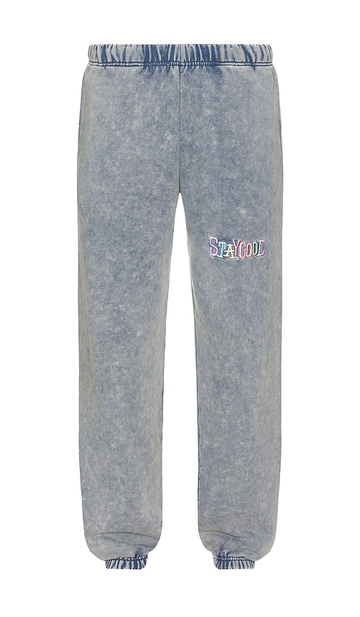 Stay Cool Tribal Acid Wash Sweatpant In 牛仔