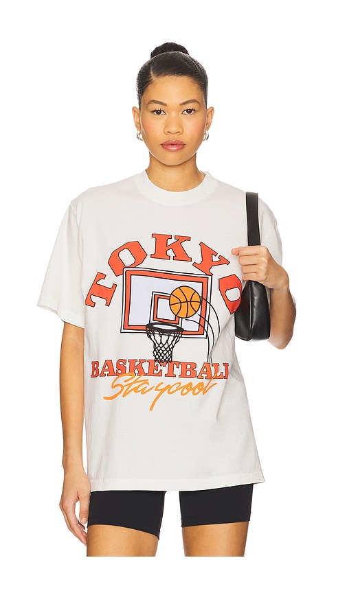 Tokyo Basketball Tee in Cream. - size XL/1X (also in L, M, S)