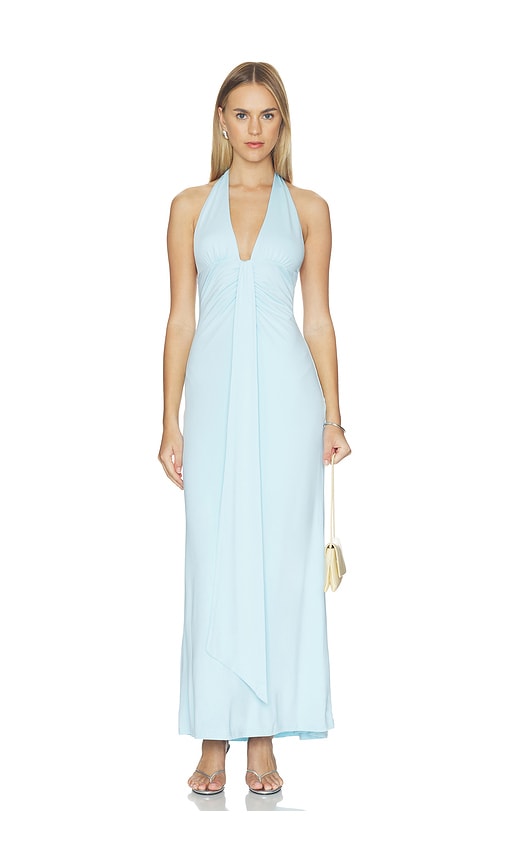 SEVEN WONDERS Kaeli Tie Front Halter Maxi Dress