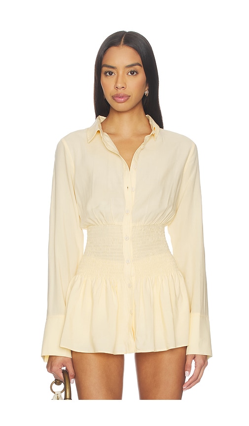 SEVEN WONDERS Adora Long Sleeve Shirred Shirt en Lemon Taille M Also en S XS L XL 122 €
