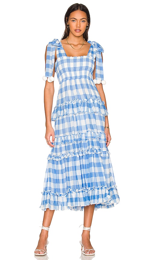 Sundress Berenice Dress in Gingham Blue REVOLVE
