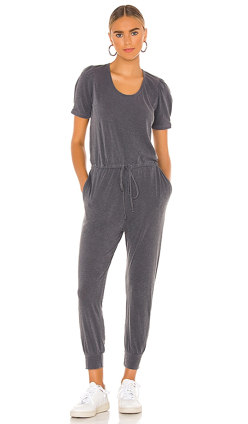 SUNDRY Puff Sleeve Jumpsuit in Pigment Charcoal | REVOLVE